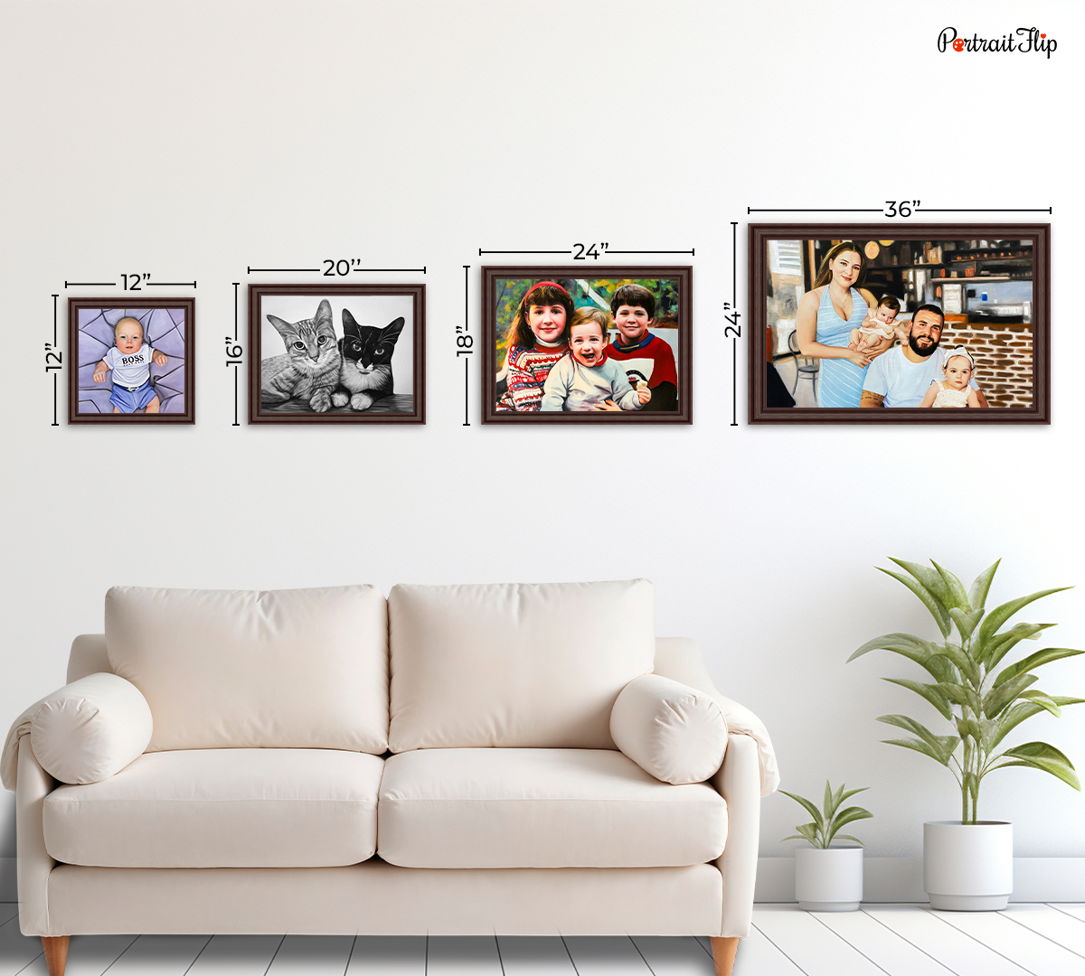 PortraitFlip canvas size chart